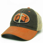 3 Crosses Patch Trucker Hats - Black/Orange image