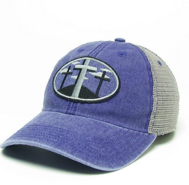 3 Crosses Patch Trucker Hats - Purple/Gray image