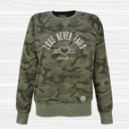 Women's Camo Sweatshirt - Love Never Fails - 2X, Olive Camo image