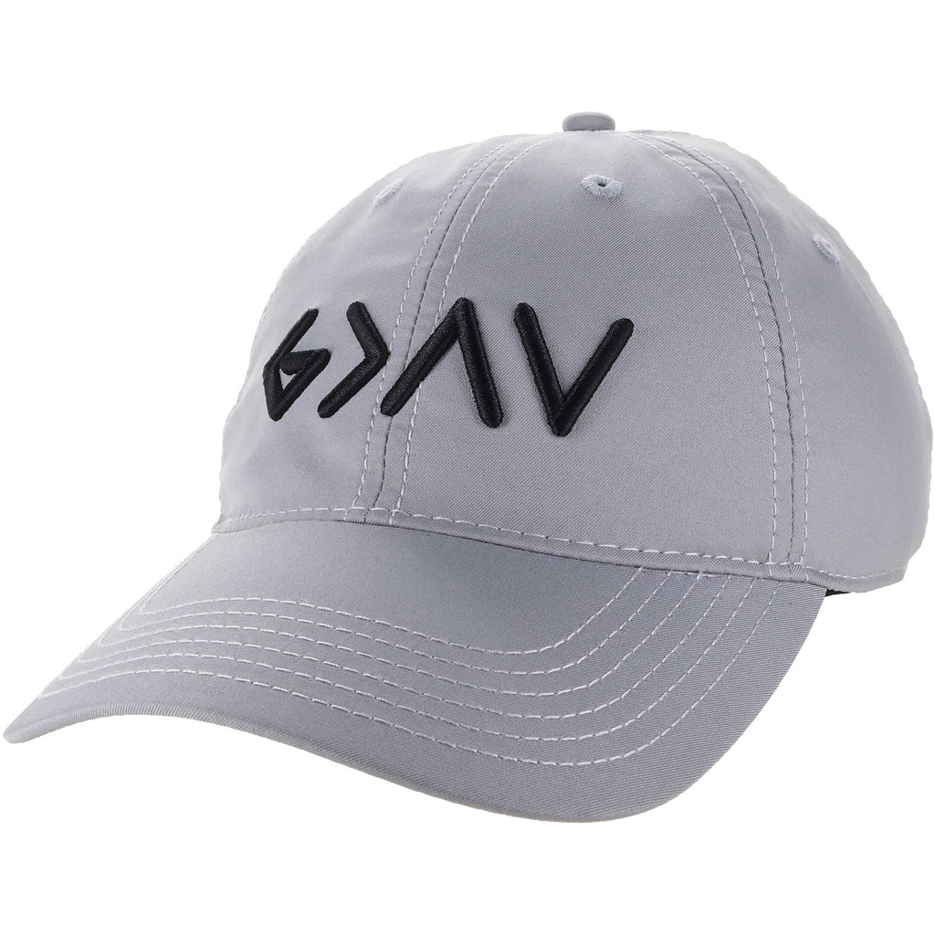 Light gray cap with black logo